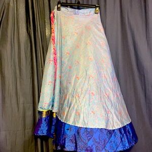 100% Silk Maxi Wrap Skirt India Paisley Floral
